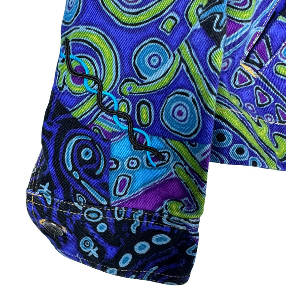 Ruby Rd. Denim Hippie Embroidered Colorful Button Up jacket Vintage‎ Size 10 - Picture 4 of 7